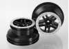 Traxxas Wheels SCT Split-Spoke black satin chrome beadlock style dual profile (2.2 outer 3.0 inner) (4WD f/r 2WD rear) (2)