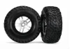 Traxxas Tires wheels assembled glued (S1 compound) (SCT Split-Spoke satin chrome black beadlock style wheels dual profile (2.2 outer 3.0 inner) SCT off-road racing tires foam inserts) (2) (4WD f/r 2WD rear) (TSM rated)