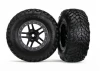 Traxxas Tires wheels assembled glued (SCT Split-Spoke black satin chrome beadlock style wheel dual profile (2.2 outer 3.0 inner) SCT off-road racing tires foam inserts) (2) (4WD f/r 2WD rear) (TSM rated)