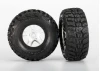 Traxxas Tires wheels assembled glued (S1 ultra-solft off-road racing compound) (SCT Split-Spoke satin chrome black beadlock style wheels dual profile (2.2 outer 3.0 inner) Kumho tires foam inserts) (2) (front/rear)