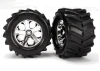 Traxxas Tires and wheels assembled glued 2.8 (All-Star chrome wheels MAXX tires foam inserts) (2)