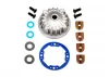 Traxxas Housing center differential (Aluminium)/ x-ring gaskets (2)/ ring gear gasket/ bushings (2)/ 5x10x0.5mm PTFE-coated washers (2)/ 2.5x8 CCS (4)