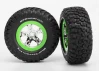 Traxxas Tires wheels assembled glued (SCT chrome green beadlock wheel BFGoodrich Mud-Terrain T/A KM2 tire foam inserts) (2) (4WD front/rear 2WD rear only)