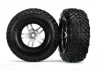 Traxxas Tires wheels assembled glued (S1 compound) (SCT Split-Spoke satin chrome black beadlock style wheels dual profile (2.2 outer 3.0 inner) SCT off-road racing tires foam inserts) (2) (4WD f/r 2WD rear) (TSM rated)