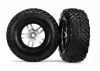 Traxxas Tires wheels assembled glued (SCT Split-Spoke satin chrome black beadlock style wheels dual profile (2.2 outer 3.0 inner) SCT off-road racing tires foam inserts) (2) (4WD f/r 2WD rear) (TSM rated)