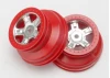 Traxxas Wheels SCT satin chrome red beadlock style dual profile (1.8 inner 1.4 outer) (2)