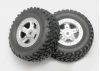 Traxxas Tires and wheels assembled glued (SCT satin chrome wheels SCT off-road racing tires foam inserts) (1 each right left)