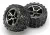 Traxxas Tires and wheels assembled glued (Gemini black chrome wheels Talon tires foam inserts) (2)