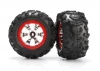 Traxxas Tires and wheels assembled glued (Geode chrome red beadlock style wheels Canyon AT tires foam inserts) (1 left 1 right)