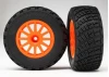 Traxxas Tires wheels assembled glued (orange wheels BFGoodrich Rally gravel pattern tires foam inserts) (2) (TSM rated)