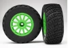 Traxxas Tires wheels assembled glued (Green wheels BFGoodrich Rally gravel pattern tires foam inserts) (2) (TSM rated)
