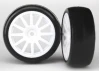 Traxxas Tires wheels assembled glued (12-spoke white wheels slick tires) (2)