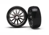 Traxxas 12-Sp Black Wheels - Slick Tires
