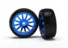 Traxxas 12-Sp Blue Wheels - Slick Tires
