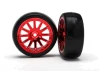 Traxxas 12-Sp Red Wheels - Slick Tires
