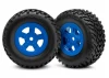 Traxxas Tires and wheels assembled glued (SCT blue wheels SCT off-road racing tires) (1 each right left)