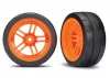 Traxxas Tires and wheels assembled glued (split-spoke orange wheels 1.9 Response tires) (extra wide rear) (2) (VXL rated)