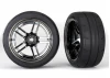 Traxxas Tires and wheels assembled glued (split-spoke black chrome wheels 1.9 Response tires) (extra wide rear) (2)