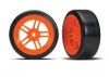 Traxxas Tires and wheels assembled glued (split-spoke orange wheels 1.9 Drift tires) (front)