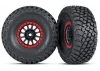 Traxxas Tires and wheels assembled glued (Method Race Wheels black with red beadlock BFGoodrich Baja KR3 tires) (2)