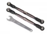 Traxxas Toe links front Unlimited Desert Racer (TUBES dark titanium anodized 7075-T6 Aluminium stronger than titanium) (102mm) (2) (assembled with rod ends and hollow balls)/ Aluminium wrench 7mm (1)