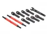 Traxxas Toe links E-Revo VXL (TUBES red-anodized 7075-T6 Aluminium stronger than titanium) (144mm) (2)/ rod ends assembled with steel hollow balls (8)/ Aluminium wrench 10mm (1)