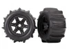 Traxxas Tires wheels assembled glued (black 3.8 wheels paddle tires foam inserts) (2) (TSM rated)