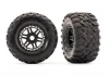 Traxxas Tires wheels assembled glued (black wheels MAXX All-Terrain tires foam inserts) (2) (17mm splined) (TSM rated)