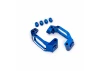 Traxxas Caster blocks, 6061-T6 aluminium (blue-anodised), left + right, 4x22mm pin (4), 3x10mm BCS (with threadlock) (4), retainers (4)