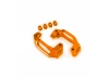 Traxxas Caster blocks, 6061-T6 aluminium (orange-anodised), left + right, 4x22mm pin (4), 3x10mm BCS (with threadlock) (4), retainers (4)