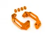 Traxxas Caster blocks, 6061-T6 aluminium (orange-anodised), left + right, 4x22mm pin (4), 3x10mm BCS (with threadlock) (4), retainers (4)
