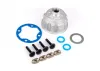Traxxas Carrier, differential (aluminium)/ o-ring gaskets (2)/ ring gear gasket/ spacers (4)/ 12.2x18x0.5 MW/ 3x15mm flat-head machine screws (with threadlock) (4)
