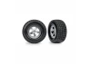 Traxxas Tyres + wheels, assembled, glued (SCT, satin chrome wheels, beadlock type (dual profile 2.2in outer 3.0in inner, Hoosier tyres, foam inserts) (2) (4WD front/rear, 2WD rear only)