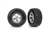 Traxxas Tyres + wheels, assembled, glued (SCT, satin chrome wheels, beadlock type (dual profile 2.2in outer 3.0in inner, Hoosier tyres, foam inserts) (2) (4WD front/rear, 2WD rear only)