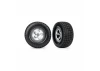 Traxxas Tyres + wheels, assembled, glued (SCT, satin chrome wheels, beadlock type (dual profile 2.2in outer 3.0in inner, Hoosier tyres, foam inserts) (2) (2WD front)