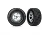 Traxxas Tyres + wheels, assembled, glued (SCT, satin chrome wheels, beadlock type (dual profile 2.2in outer 3.0in inner, Hoosier tyres, foam inserts) (2) (2WD front)