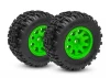 Traxxas Tyres + wheels, assembled (green wheels, dual profile (2.1 outer, 2.6 inner), Sledgehammer tyres, foam inserts) (rear) (2)