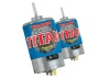 Traxxas Titan marine 550 motor fan-cooled 14 volts 24-turns. Includes motor capacitors. Does not include wires or connectors (requires soldering)