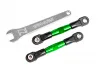Traxxas Camber links, rear (TUBES green-anodised, 7075-T6 aluminium, stronger than titanium) (2) (assembled with rod ends and hollow balls)/ aluminium wrench (1) (fits Drag Slash)