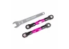 Traxxas Camber links, rear (TUBES pink-anodised, 7075-T6 aluminium, stronger than titanium) (2) (assembled with rod ends and hollow balls)/ aluminium wrench (1) (fits Drag Slash)