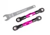 Traxxas Camber links, rear (TUBES pink-anodised, 7075-T6 aluminium, stronger than titanium) (2) (assembled with rod ends and hollow balls)/ aluminium wrench (1) (fits Drag Slash)