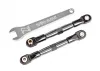 Traxxas Camber links, front (TUBES charcoal gray-anodised, 7075-T6 aluminium, stronger than titanium) (2) (assembled with rod ends and hollow balls)/ aluminium wrench (1) (fits Drag Slash)