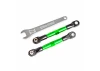 Traxxas Camber links, front (TUBES green-anodised, 7075-T6 aluminium, stronger than titanium) (2) (assembled with rod ends and hollow balls)/ aluminium wrench (1) (fits Drag Slash)