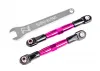 Traxxas Camber links, front (TUBES pink-anodised, 7075-T6 aluminium, stronger than titanium) (2) (assembled with rod ends and hollow balls)/ aluminium wrench (1) (fits Drag Slash)