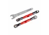 Traxxas Camber links, front (TUBES red-anodised, 7075-T6 aluminium, stronger than titanium) (2) (assembled with rod ends and hollow balls)/ aluminium wrench (1) (fits Drag Slash)