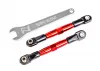 Traxxas Camber links, front (TUBES red-anodised, 7075-T6 aluminium, stronger than titanium) (2) (assembled with rod ends and hollow balls)/ aluminium wrench (1) (fits Drag Slash)