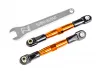 Traxxas Camber links, front (TUBES orange-anodised, 7075-T6 aluminium, stronger than titanium) (2) (assembled with rod ends and hollow balls)/ aluminium wrench (1) (fits Drag Slash)