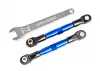 Traxxas Camber links, front (TUBES blue-anodised, 7075-T6 aluminium, stronger than titanium) (2) (assembled with rod ends and hollow balls)/ aluminium wrench (1) (fits Drag Slash)