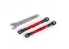 Traxxas Toe links, front (TUBES red-anodised, 7075-T6 aluminium, stronger than titanium) (2) (assembled with rod ends and hollow balls)/ aluminium wrench (1) (fits Drag Slash)