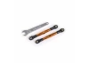Traxxas Toe links, front (TUBES orange-anodised, 7075-T6 aluminium, stronger than titanium) (2) (assembled with rod ends and hollow balls)/ aluminium wrench (1) (fits Drag Slash)